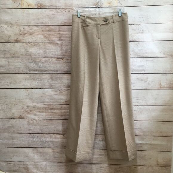 ANN TAYLOR LINDSAY WIDE LEG CUFFED PANTS IN PLAID WOOL - Picture 1 of 8